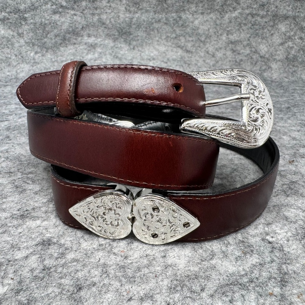 Tony Lama Womens Western Leather Belt Twist Hearts USA Size 36 Model 5540L